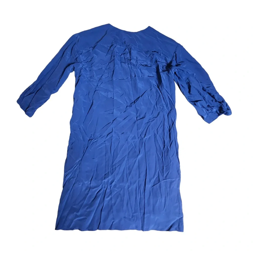 Diane Von‎ Furstenberg Silk Henley Shift Dress 3/4 Sleeve Navy Womens 6 Classic